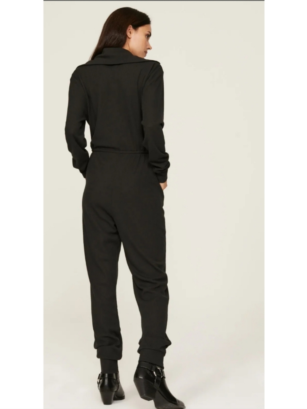 We Wore What Utility Jumpsuit Black Utilitarian Minimalist Small Preppy Grunge - Picture 8 of 12